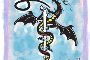 illustration asklepios dragon symbol stab schlange drache